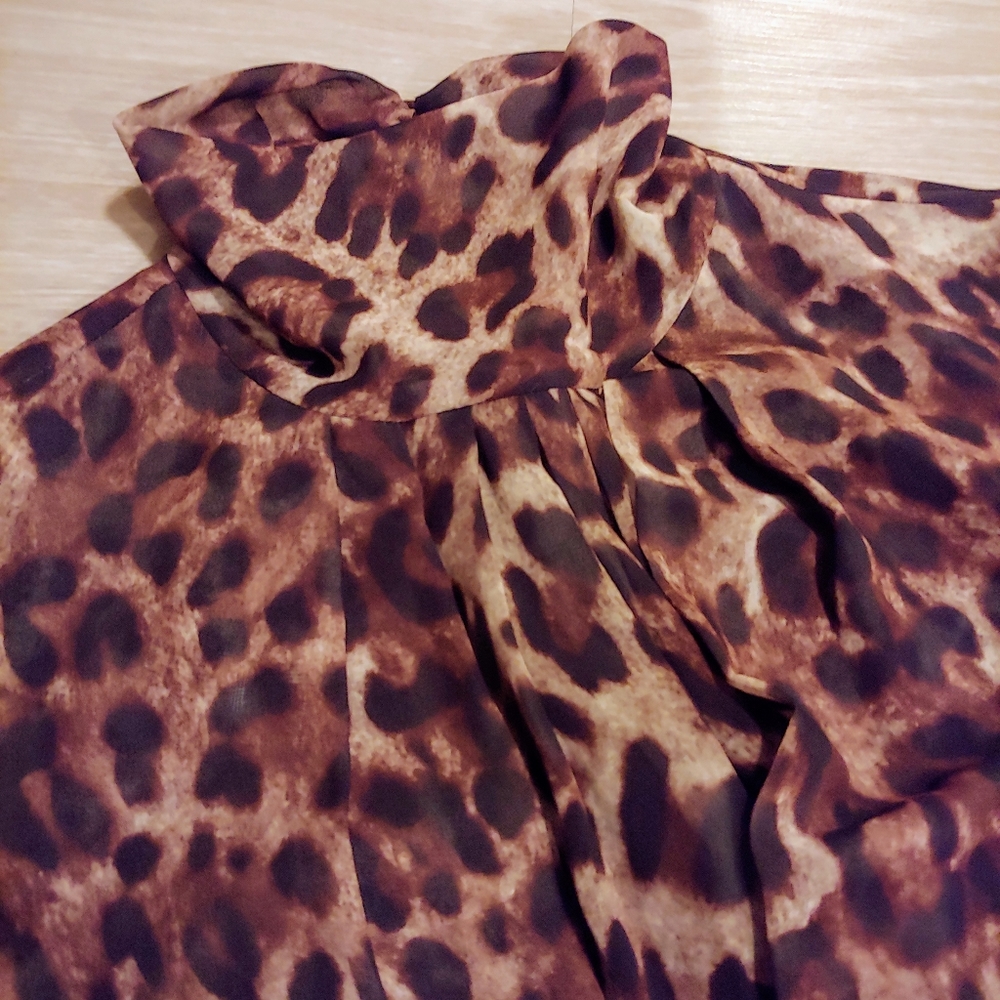 Badgley Mischka Leopard-Print Georgette Dress, Sz 12 - Picture 7 of 16
